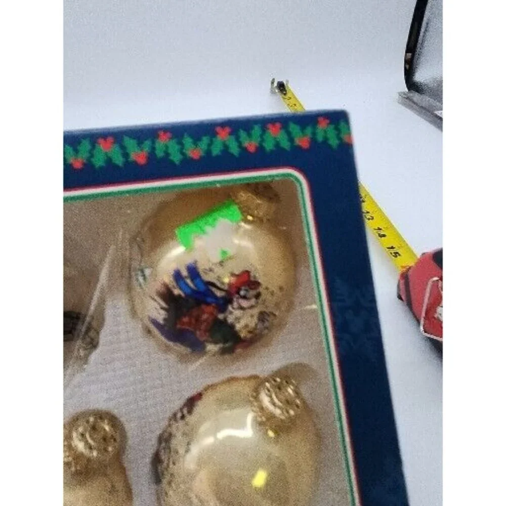 Disney Mickey Unlimited Goofy Donald Duck Christmas Krebs 3 Glass Ornaments USA‎